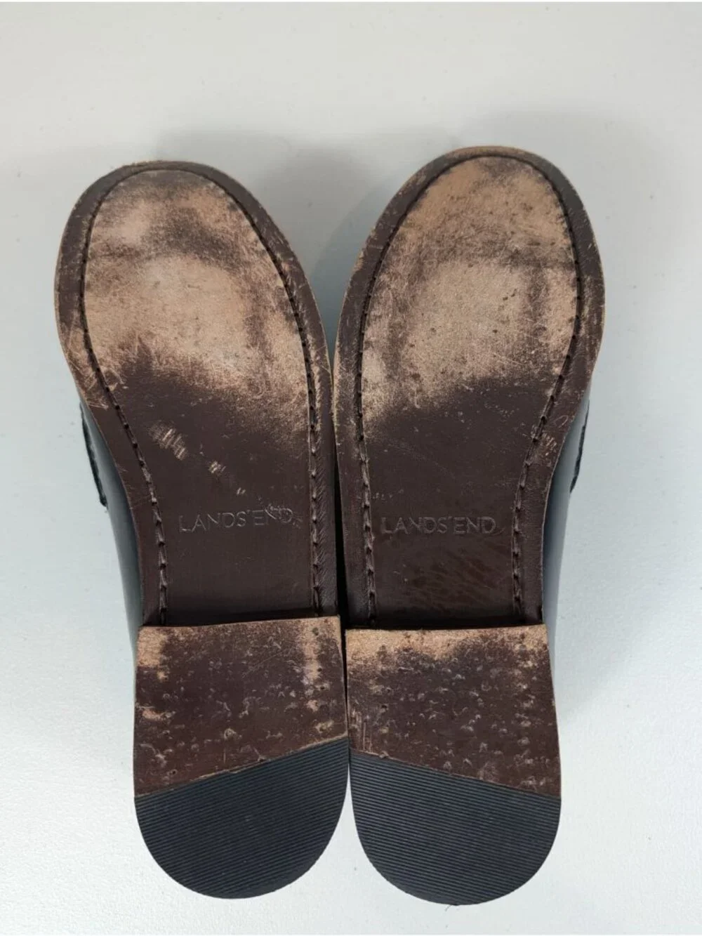 Land's End penny loafers in black leather men's size 11